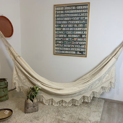 Amaca "Chinchorro" Wayuù Deluxe , Ecrù, D.O.P, fatta a mano.