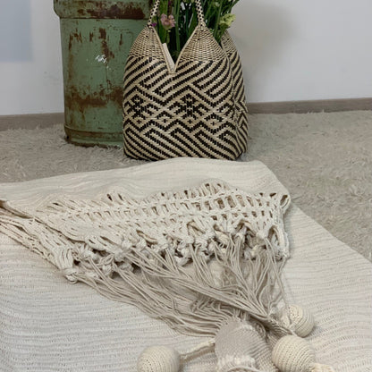 Amaca "Chinchorro" Wayuù Deluxe , Ecrù, D.O.P, fatta a mano.