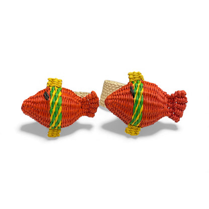 anelli portatovaglioli in palma di iraka, forma pesce rosso