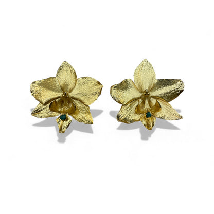 Orecchini con Smeraldi Colombiani Orchidea - Oro 24k CARU Bogotá