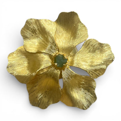 Anello Solitario con Smeraldo Muzo - Fiore Oro 24k CARU