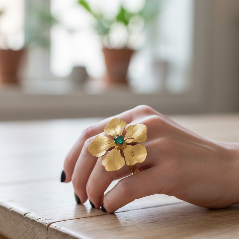 anello smeraldi colore oro