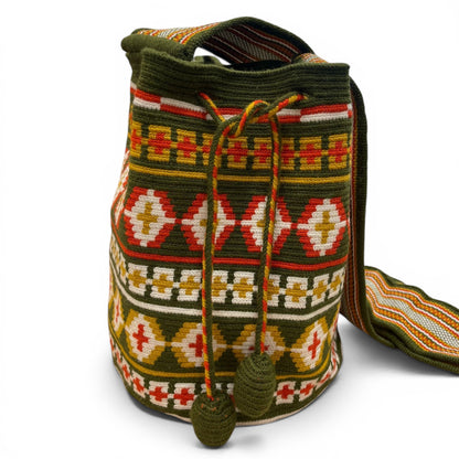 Borsa Mochila Wayuu Chiquita Colombiana, Autentica e Tessuta a mano dalle donne Wayuu.