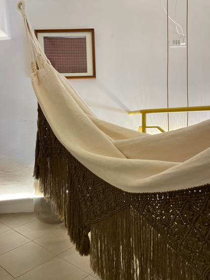 Amaca "Macramé", Beige, Misura 3,60 x 1,60 m.