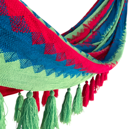 Amaca "Chinchorro" Wayuù Artigianale – Tessuto a Mano in La Guajira, Quadri e Rombi [3,45 x 2,40 m]