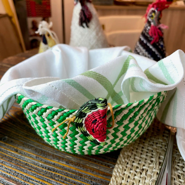 Cestini per la Tavola in Palma de Iraka, tessuti a mano, senza coloranti chimici.
