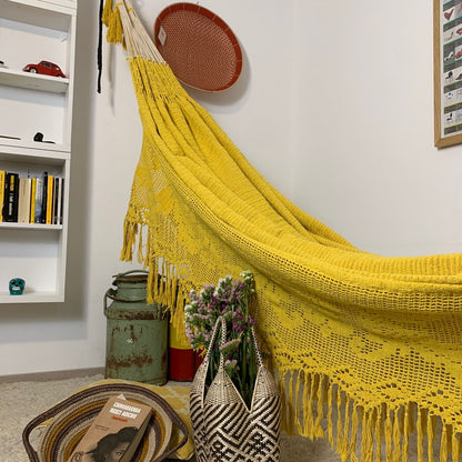 Amaca Artigianale "Chinchorro" Gialla - Pezzo Unico Wayuù Deluxe