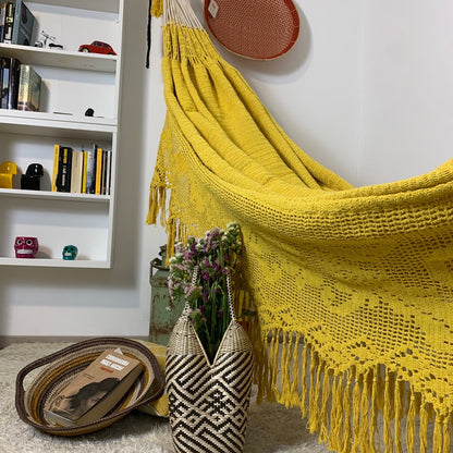 Amaca Artigianale "Chinchorro" Gialla - Pezzo Unico Wayuù Deluxe