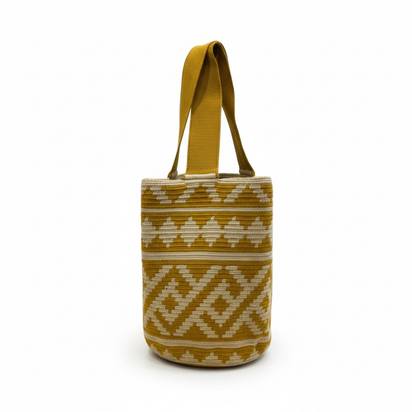 Mochila Wayuu doppio manico ampia capacità tessuta a mano in Colombia