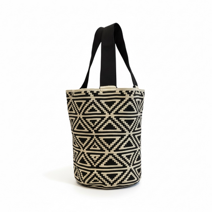 Mochila Wayuu doppio manico ampia capacità tessuta a mano Colombia