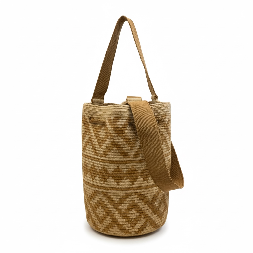 Mochila Wayuu doppio manico ampia capacità tessuta a mano Colombia