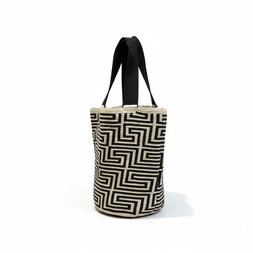 Mochila Wayuu doppio manico ampia capacità tessuta a mano Colombia