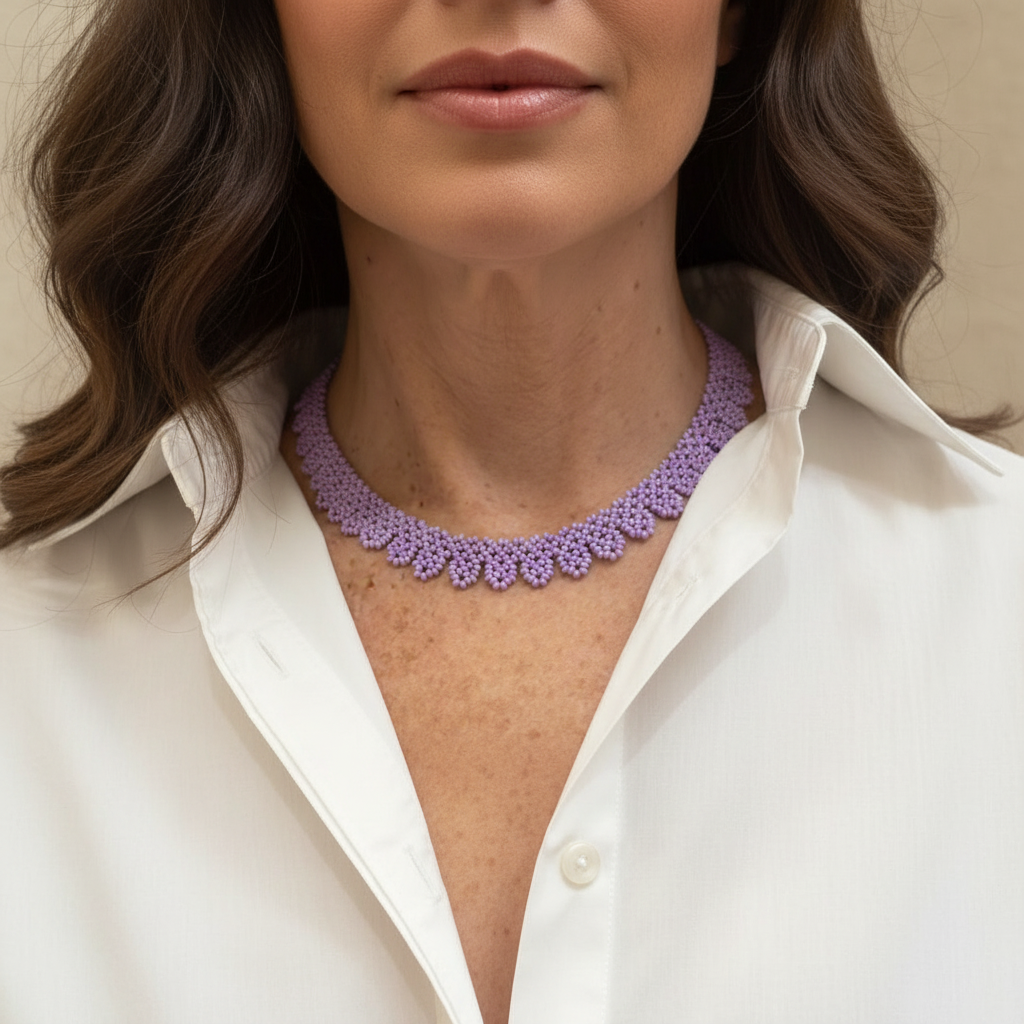 Collar Embera violeta - Joyería hecha a mano por comunidad indígena colombiana