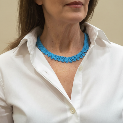 Collar Embera azul claro - Gioiello etnico fatto a mano in Colombia