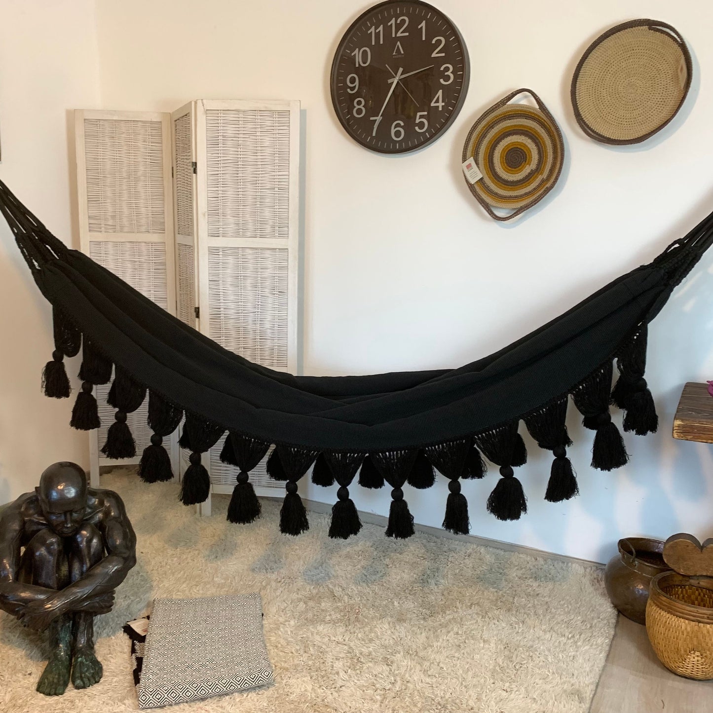 Amaca "Borlas", Nera, Misura 3,60 x 1,60 m