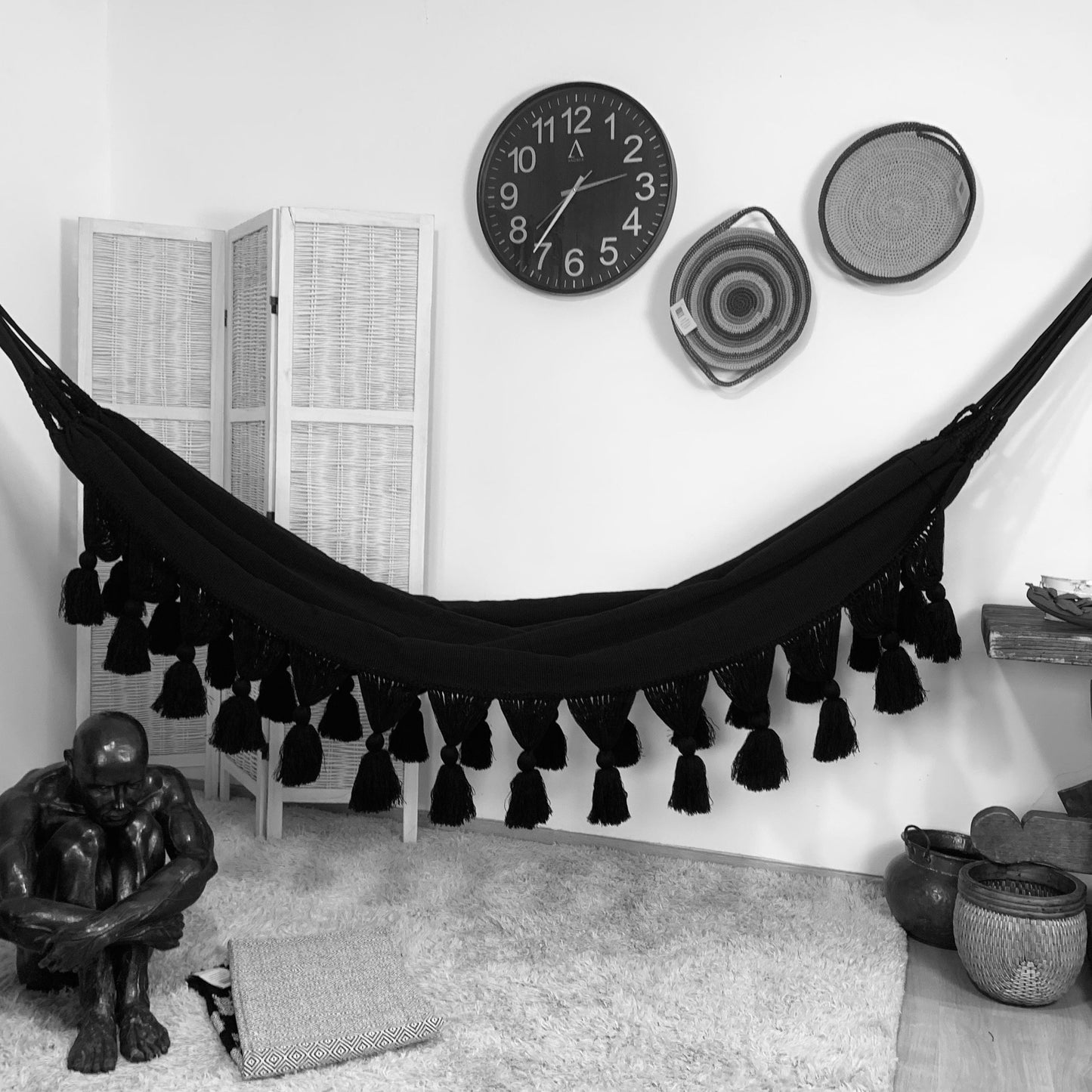 Amaca "Borlas", Nera, Misura 3,60 x 1,60 m