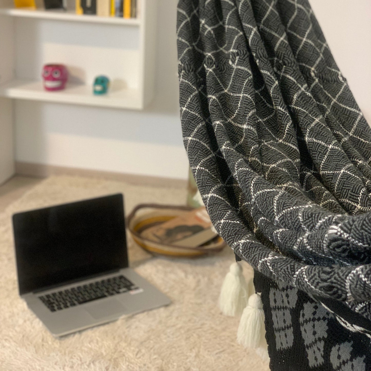 Amaca Chinchorro Wayuù Deluxe nero bianco tessuta a mano D.O.P. artigianato colombiano