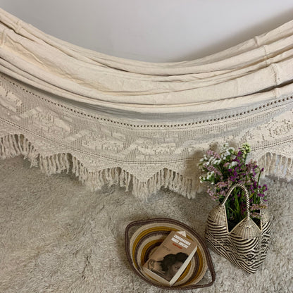 Amaca "Chinchorro" Wayuù Deluxe , Ecrù, D.O.P, fatta a mano.