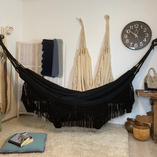 Amaca "Macramé", Nera, Misura 3,60 x 1,60 m
