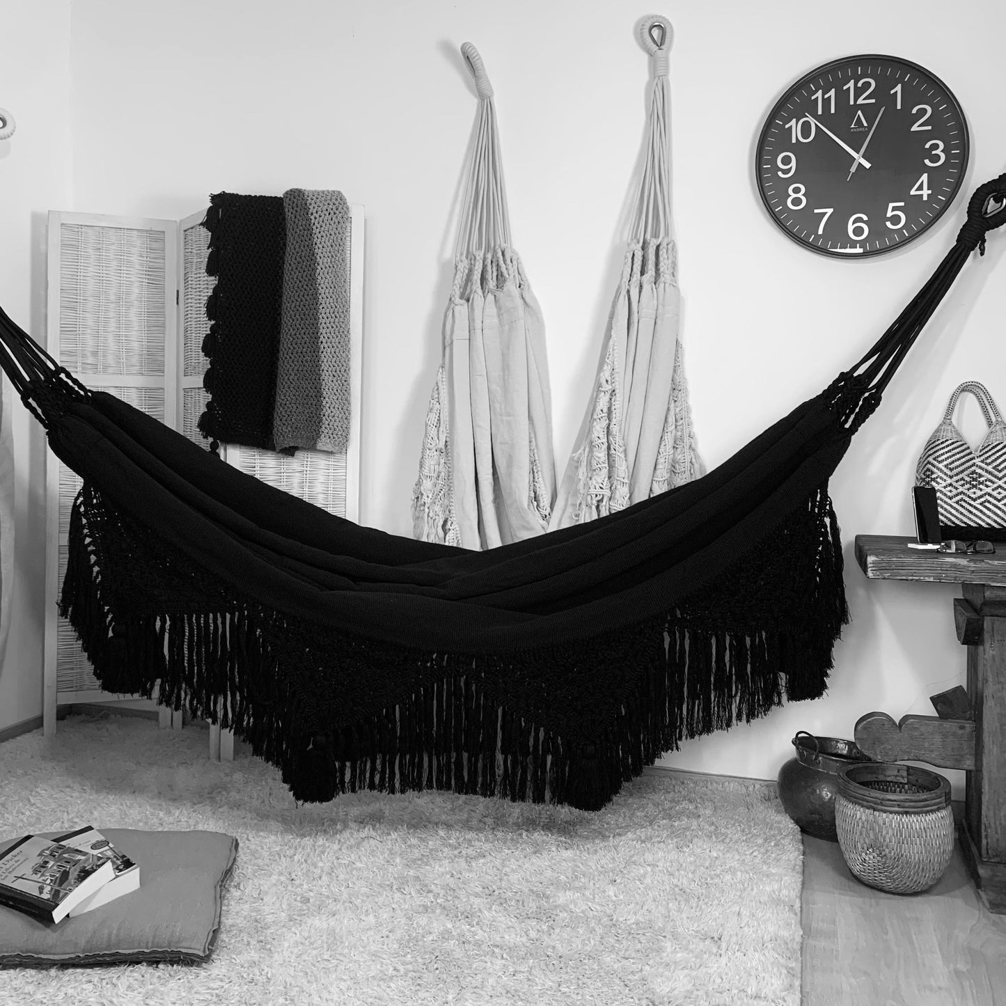 Amaca "Macramé", Nera, Misura 3,60 x 1,60 m