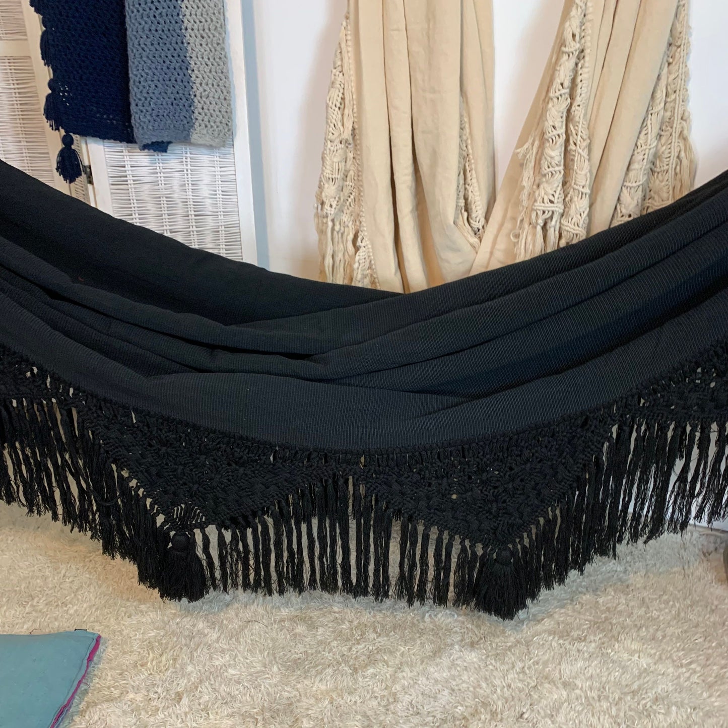 Amaca "Macramé", Nera, Misura 3,60 x 1,60 m