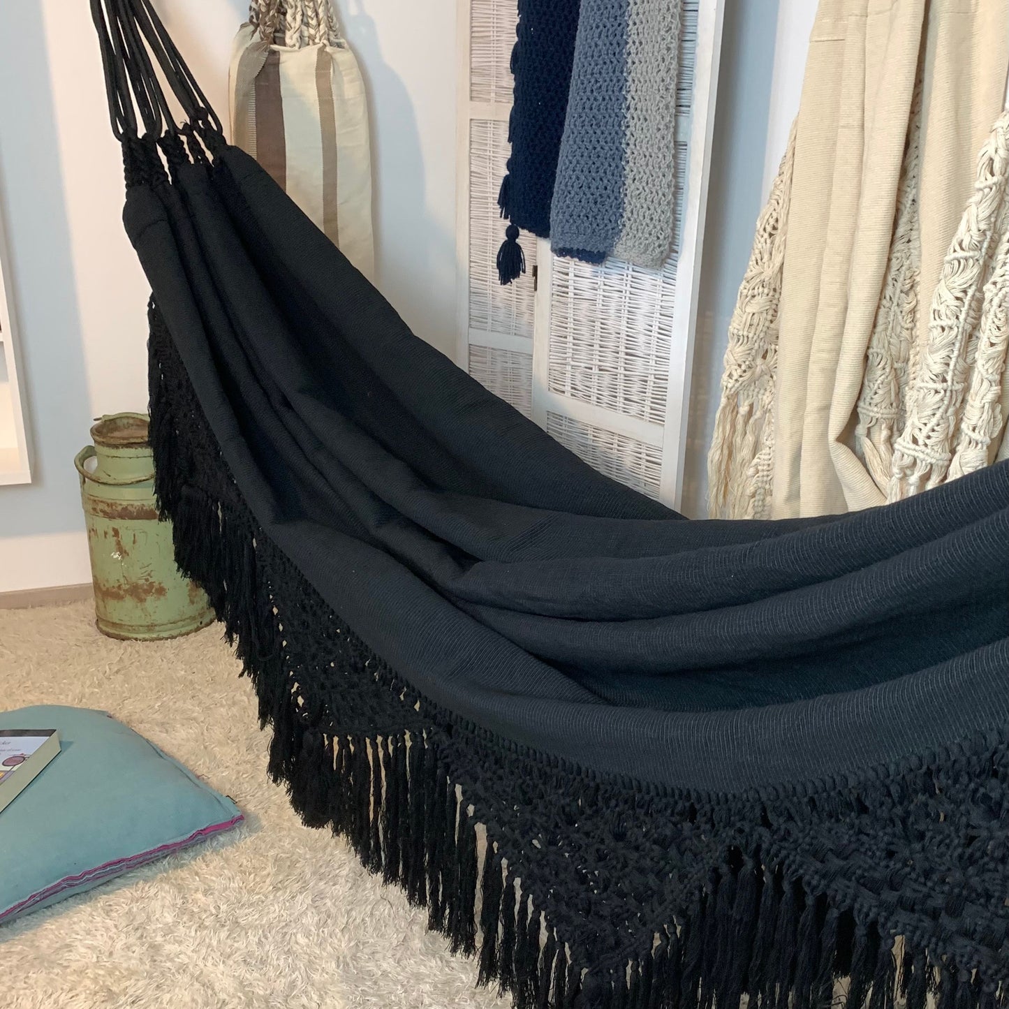 Amaca "Macramé", Nera, Misura 3,60 x 1,60 m