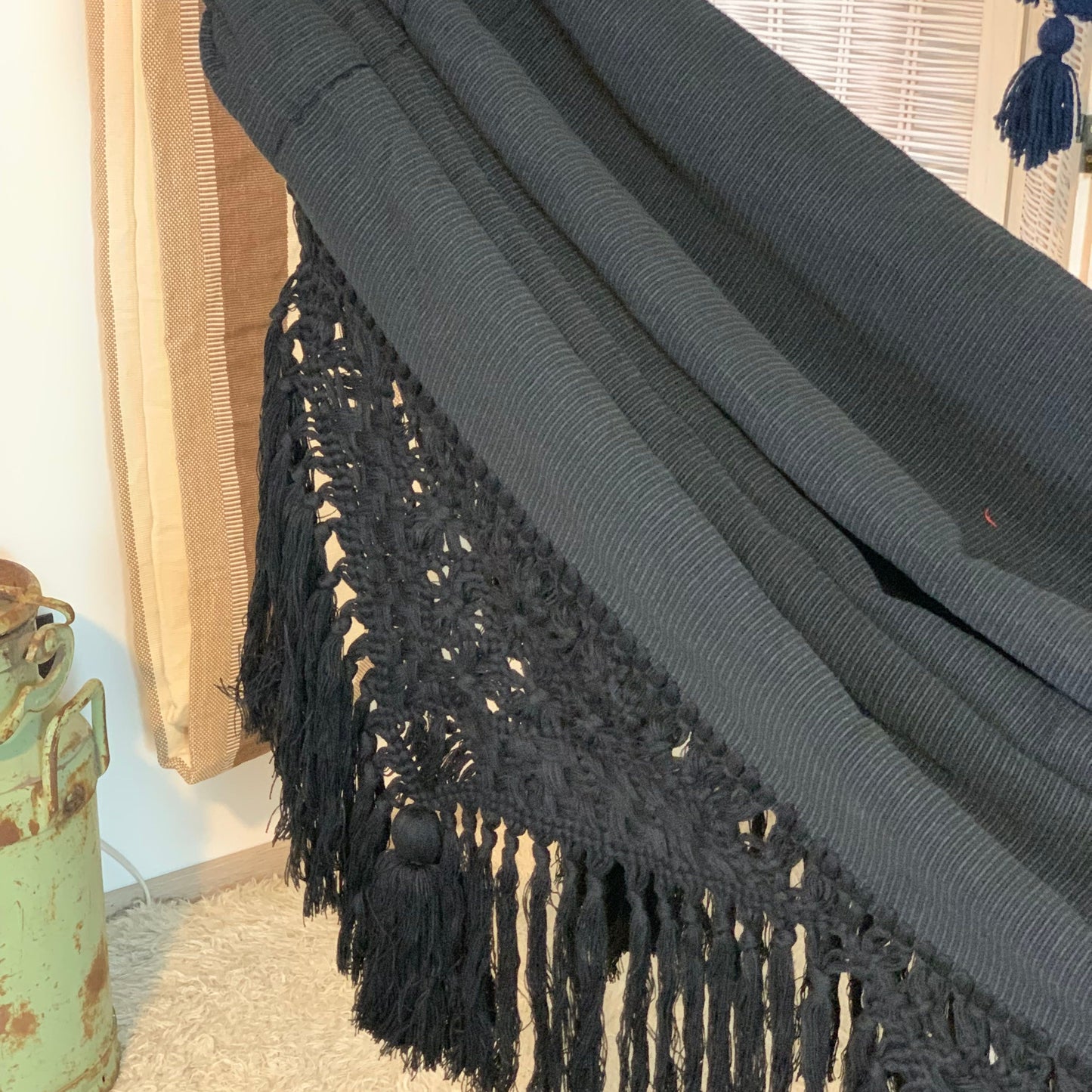 Amaca "Macramé", Nera, Misura 3,60 x 1,60 m